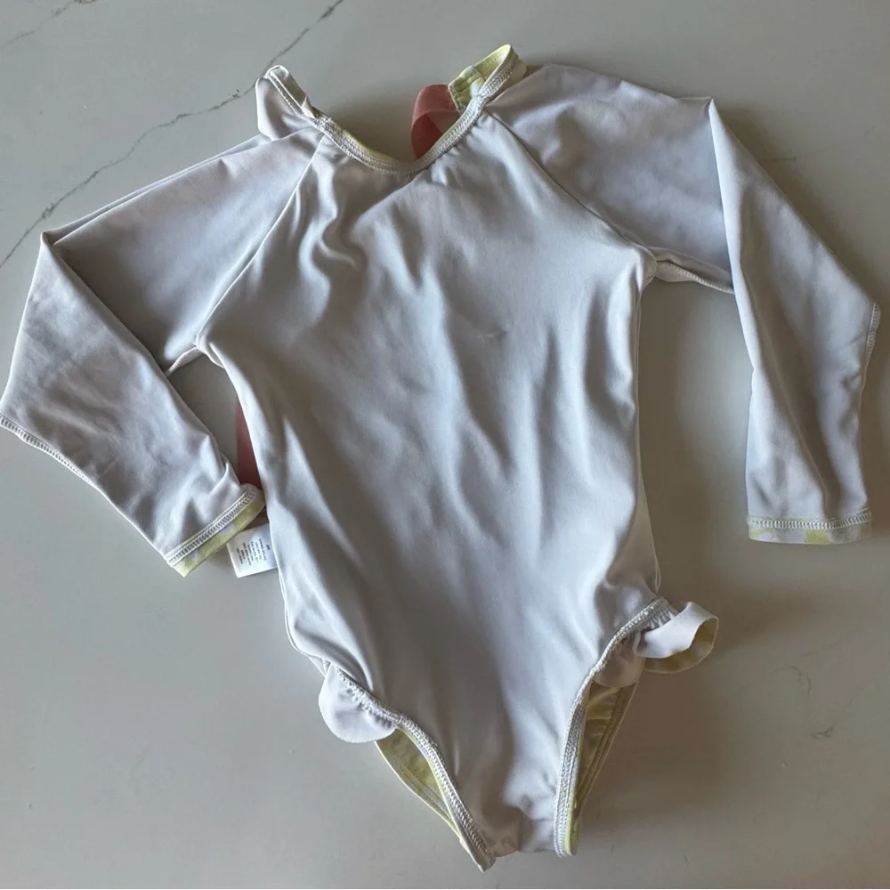 MINNOW Girls Citron Blossom Rashguard One Piece sz 3/4 - Picture 8 of 11